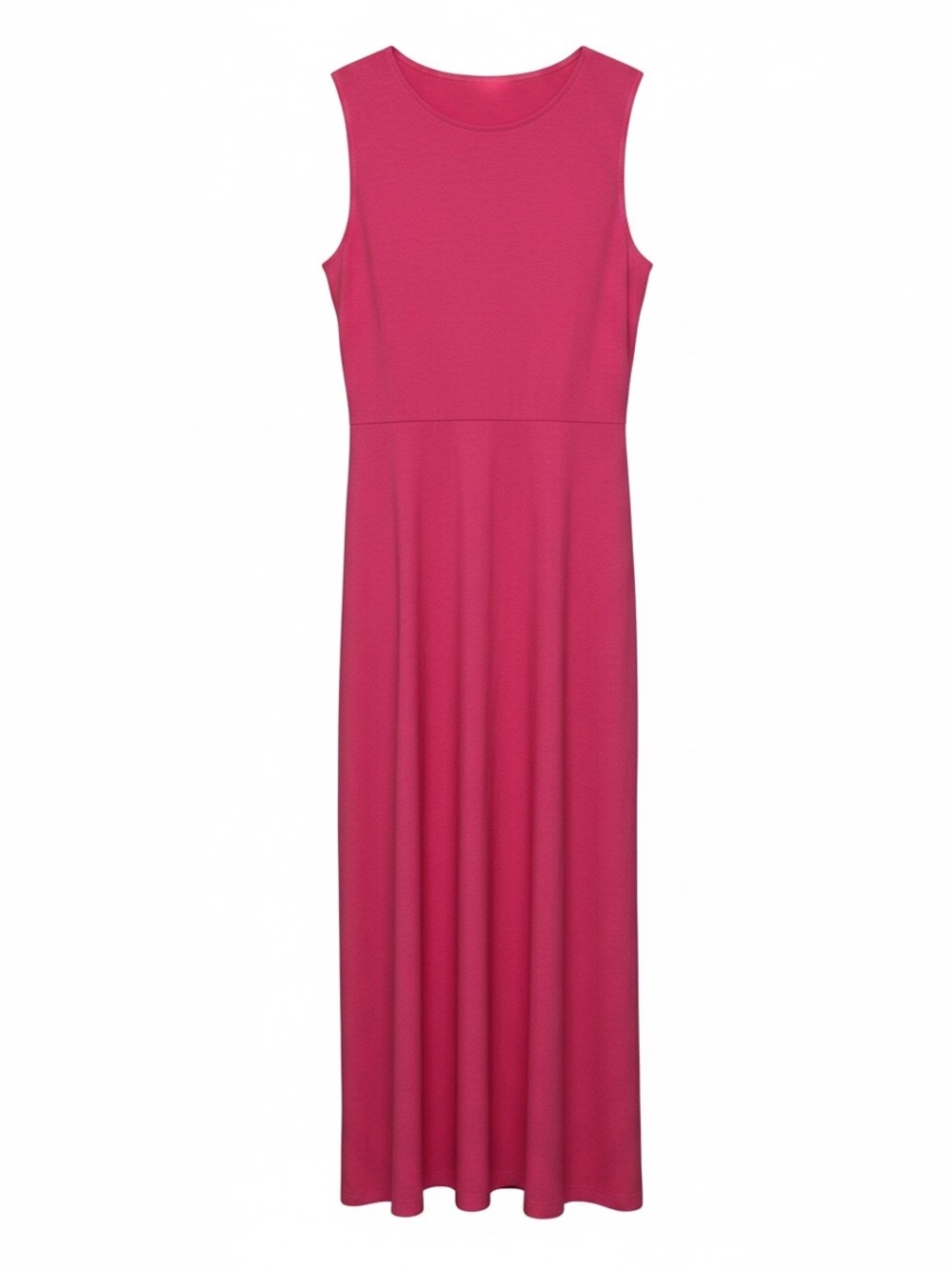 Sleeveless Fitted-Waist Maxi Dress in Magenta